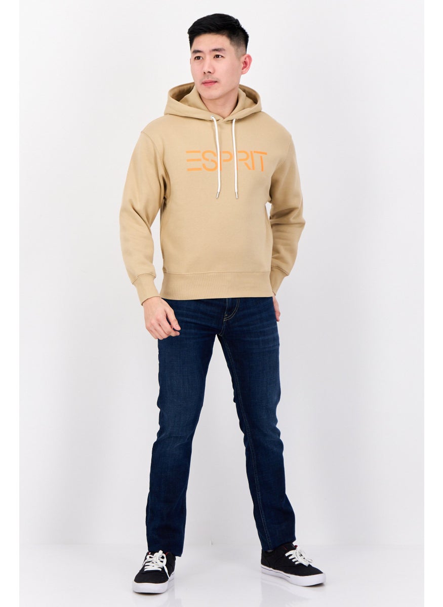 ESPRIT - Men Hooded Brand Logo Long Sleeves Sweatshirt, Tan - Image 1