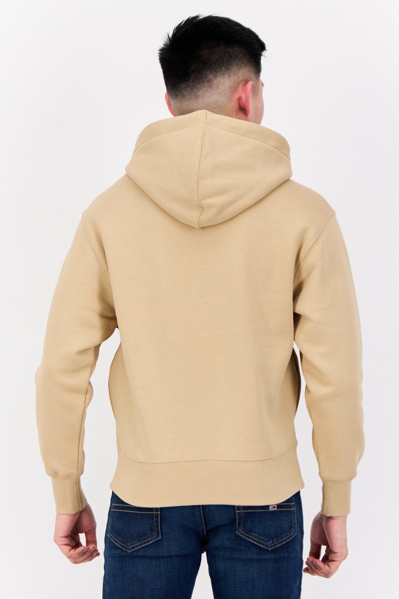 ESPRIT سويت شيرت بقلنسوة للرجال بشعار العلامة التجارية بأكمام طويلة، تان - Image 2