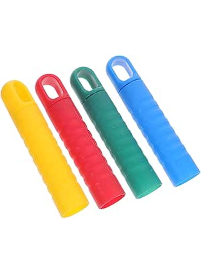 4Pcs Mop Handle End Caps 25mm Diameter Non Slip Multi Color Pack with Hanging Hole - Image 1