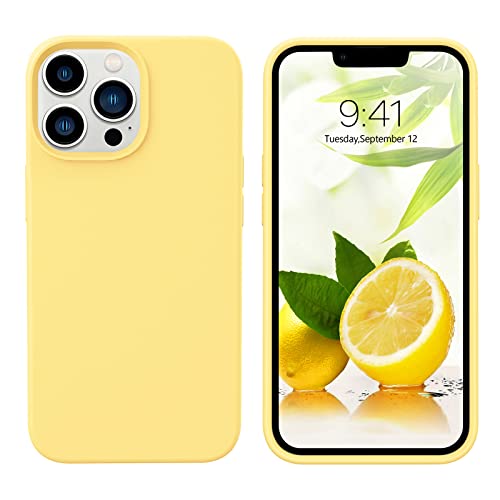 GUAGUA Compatible with iPhone 13 Pro Case 61 Inch Liquid Silicone Soft Gel Rubber Slim Thin Microfiber Lining Cushion Texture Cover Shockproof Protective Phone Case for iPhone 13 Pro Yellow - Image 1