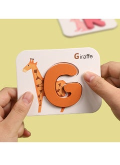 M MIAOYAN Number and letter flashcards suitable for children aged 3-5, Montessori alphabet learning toy puzzle ABC flashcards, visual word games, wooden letter matching animal flashcards  - Image 5