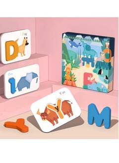 M MIAOYAN Number and letter flashcards suitable for children aged 3-5, Montessori alphabet learning toy puzzle ABC flashcards, visual word games, wooden letter matching animal flashcards  - Image 4