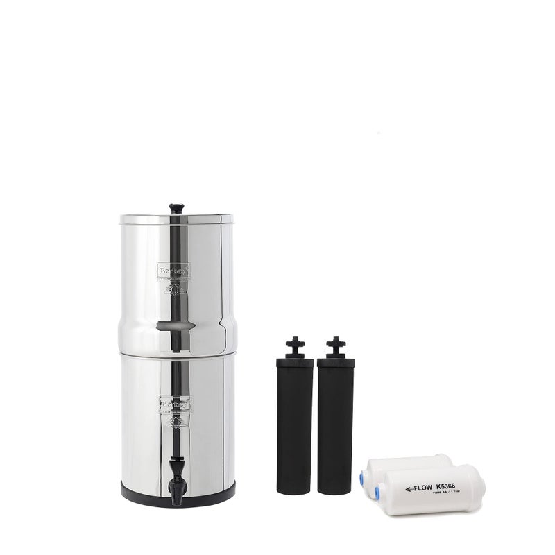 Berkey Travel Berkey GravityFed Water Filter with 2 Black Berkey Elements 2 Berkey PF2 Fluoride and Arsenic Reduction ElementsUse at Home or Outdoors - Image 2