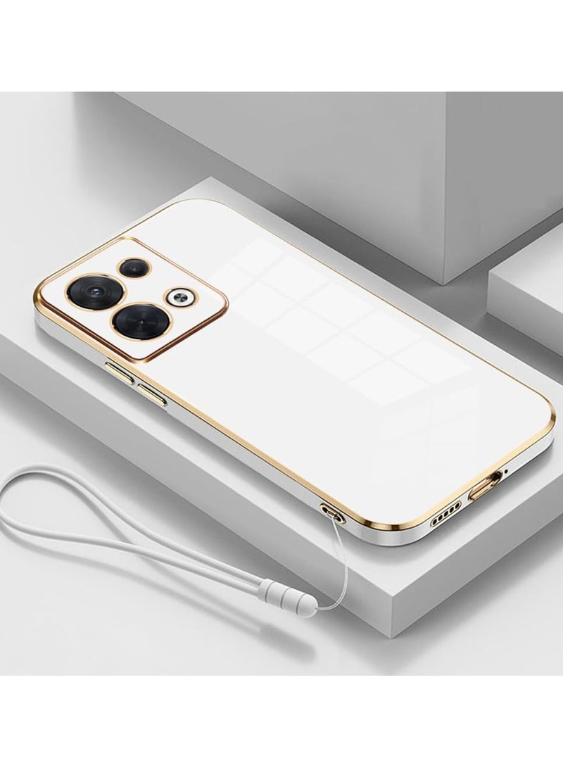 VKL Compatible with Infinix Note 30 5G Case, Luxury Square Plating Shock Proof Silicone Back Case Cover (White)