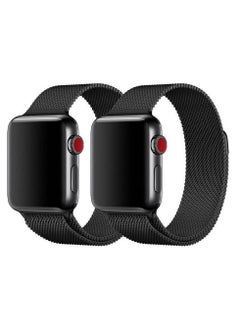 Metal Magnetic Band for Apple Watch Milanese Loop 41mm 40mm 38mm, Stainless Steel Alloy Mesh Replacement Watch Strap for iWatch Series 7/SE/6/5/4/3/2/1 (Black/Black)