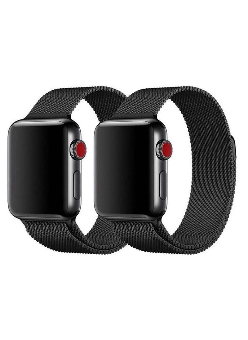 VITION - Metal Magnetic Band for Apple Watch Milanese Loop 41mm 40mm 38mm, Stainless Steel Alloy Mesh Replacement Watch Strap for iWatch Series 7/SE/6/5/4/3/2/1 (Black/Black) - Image 1