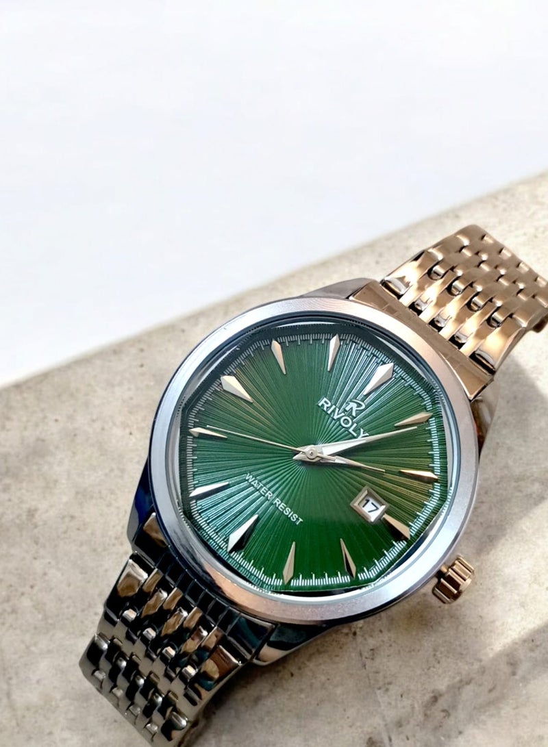 Rivoly Men's Stainless Steel Analog Quartz Date Display Watch Easy to Read Fashion Design Waterproof Luxury Classic Big Face Wrist Watch  - Image 1