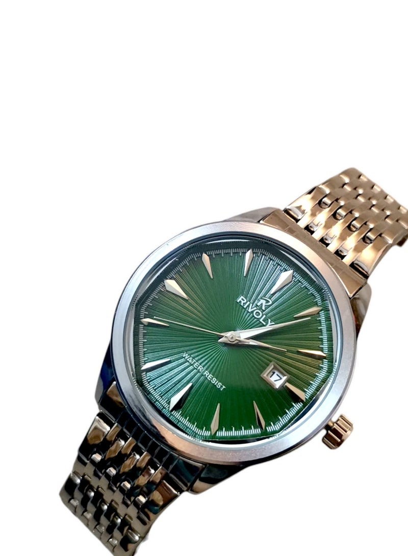 Rivoly Men's Stainless Steel Analog Quartz Date Display Watch Easy to Read Fashion Design Waterproof Luxury Classic Big Face Wrist Watch  - Image 2