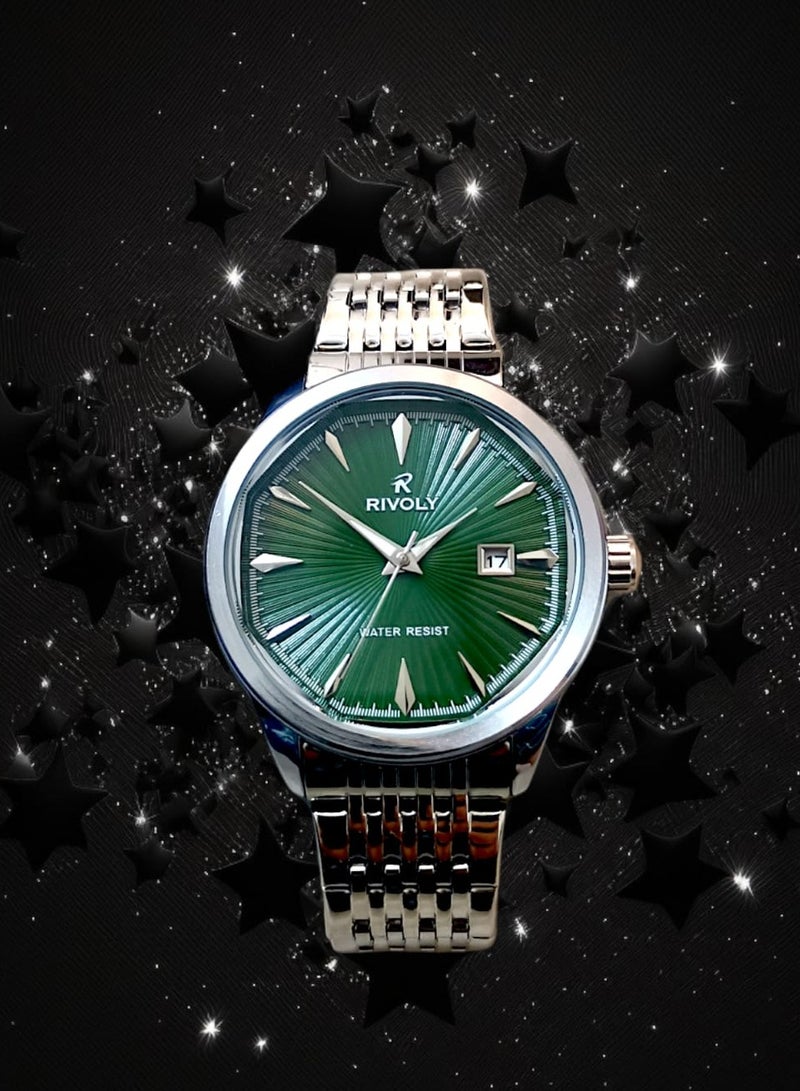 Rivoly Men's Stainless Steel Analog Quartz Date Display Watch Easy to Read Fashion Design Waterproof Luxury Classic Big Face Wrist Watch  - Image 3