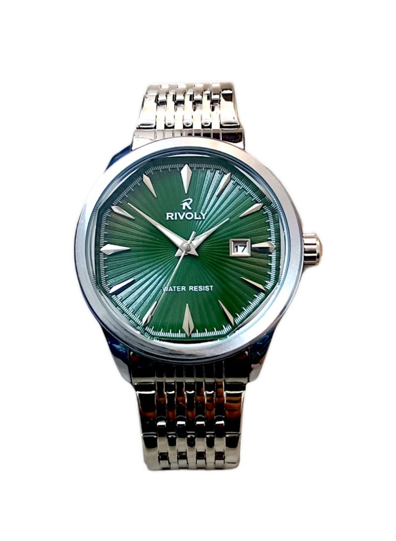 Rivoly Men's Stainless Steel Analog Quartz Date Display Watch Easy to Read Fashion Design Waterproof Luxury Classic Big Face Wrist Watch  - Image 4