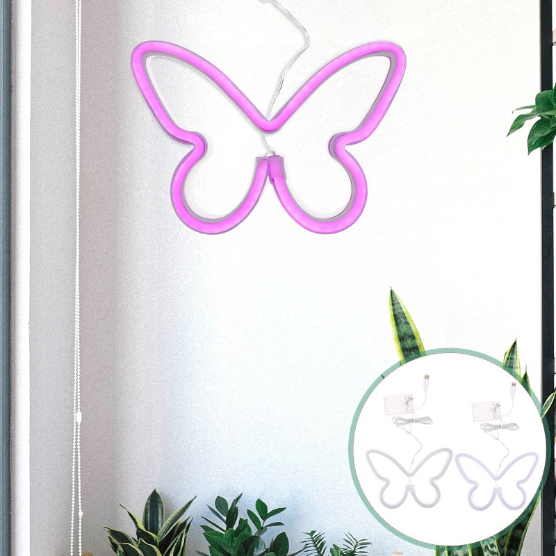 2pcs Butterfly Neon Lamps Butterfly Neon Signs Butterfly Light Wall Decoration - Image 1