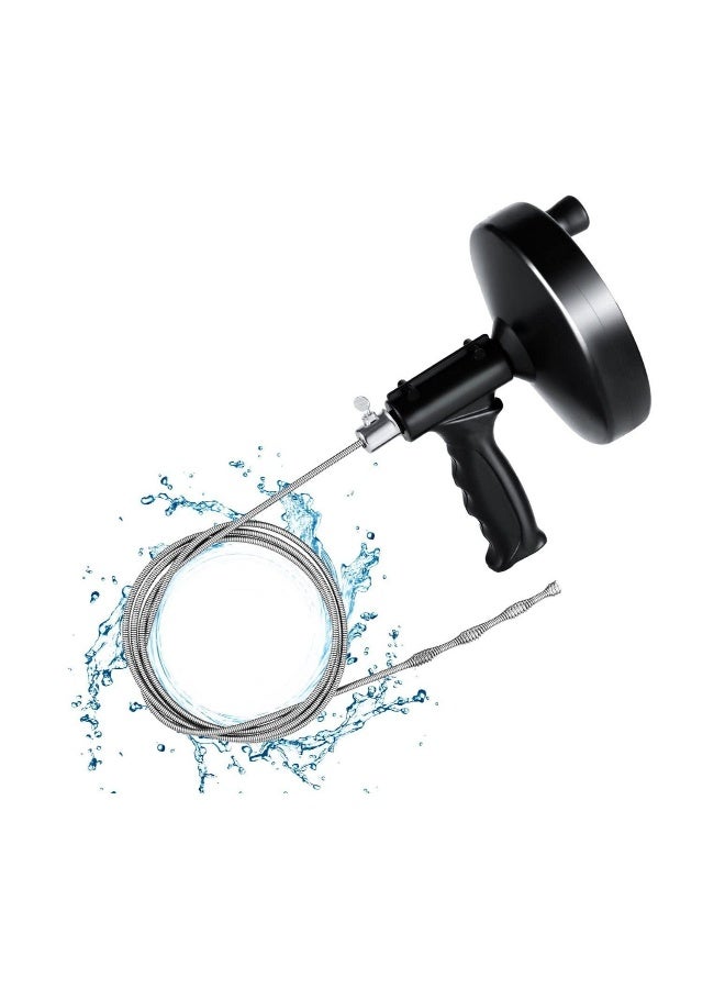 Drain Auger, 25 Feet Plumbing Snake Drain Auger, Heavy Duty Pipe Clog Remover, for Bathroom, Kitchen and Toilet Snake Drain Cleaner, Comes with Gloves, Black - Image 1