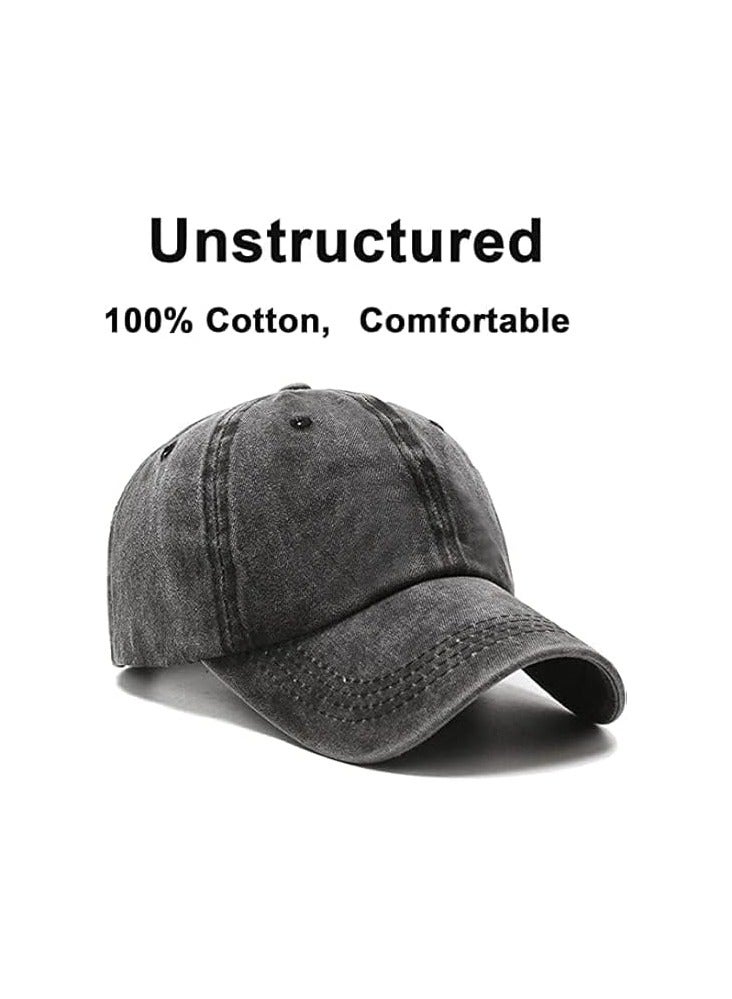 2 Pcs Unisex Baseball Cap, Cotton Vintage Washed Distressed Baseball Cap, Low Profile Unstructured Baseball Hat, Adjustable Dad Golf Hat for Men Women - Image 3