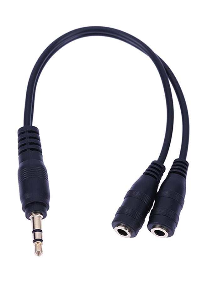 NIBEMINENT 3.5mm Male To 2 Female Y Splitter Stereo Extension Audio Cable Black - Image 1