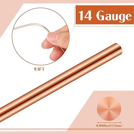 ART IFACT 2 Meters Bare Copper Wire - 14 Gauge (2.032 mm Diameter) - Copper Wire - Without Enameled - Imitation Jewellery part - Image 5