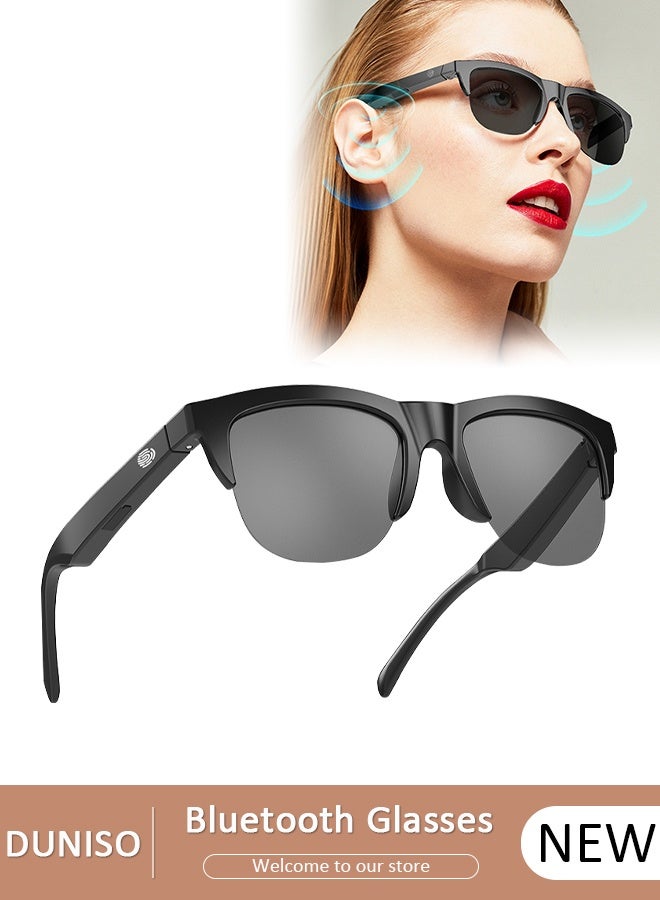 DUNISO Smart Glasses, Bluetooth Sunglasses with Speakers, Fingerprint Touch Control, Clear Calls Game and Anti-Blue Light Lenses, Intelligent Wireless Bluetooth Audio Glasses for Men Women - Image 1