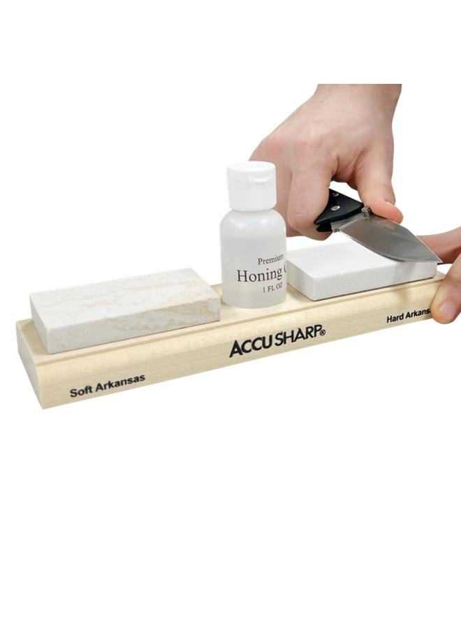 أكيو شارب طقم شحذ السكاكين AccuSharp سهل الاستخدام مع حجرين للشحذ وزيت الشحذ متعدد الألوان (متعدد الألوان) - Image 1