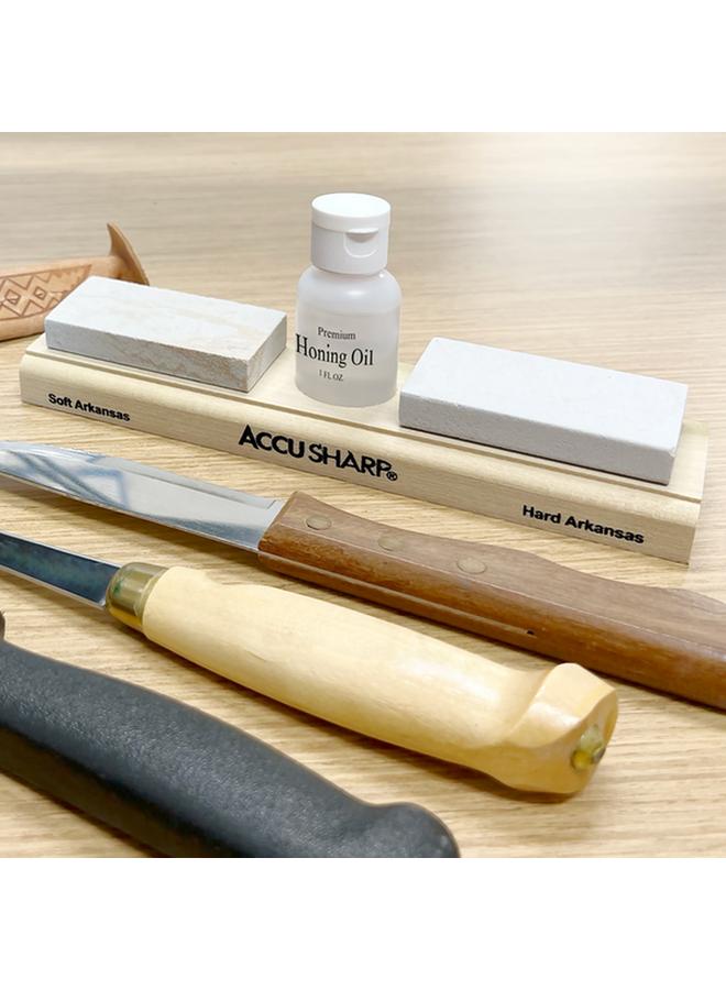 أكيو شارب طقم شحذ السكاكين AccuSharp سهل الاستخدام مع حجرين للشحذ وزيت الشحذ متعدد الألوان (متعدد الألوان) - Image 4