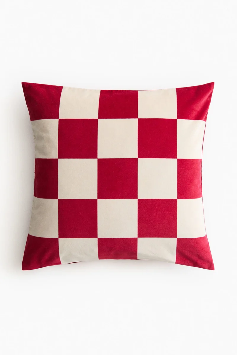 H&M Checked velvet cushion cover
