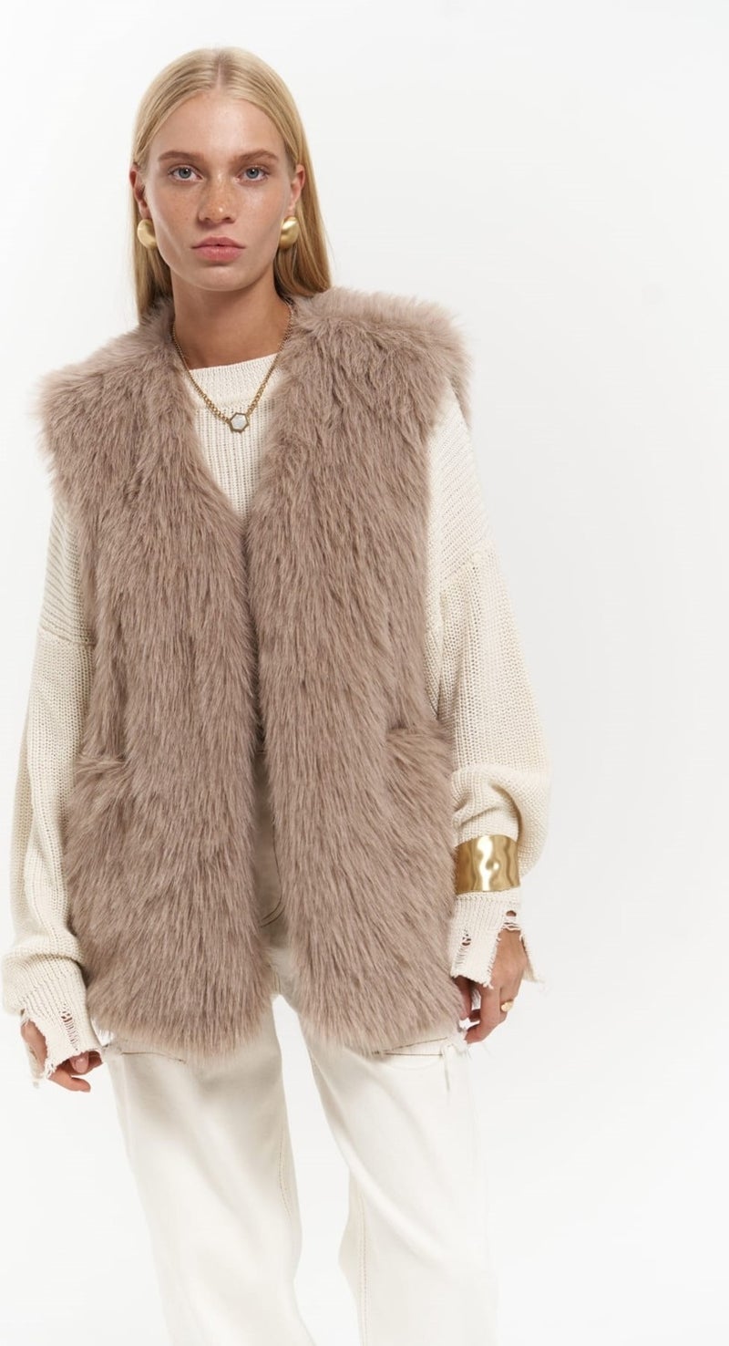 Mai Collection Plush Mink Vest  - Image 1
