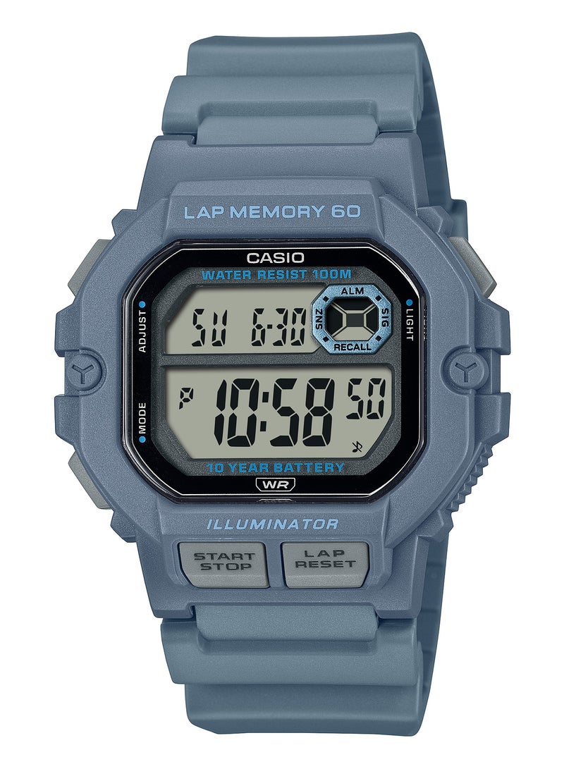 CASIO ساعة يد رقمية بسوار من الراتنج الأزرق WS-1400H-2AV