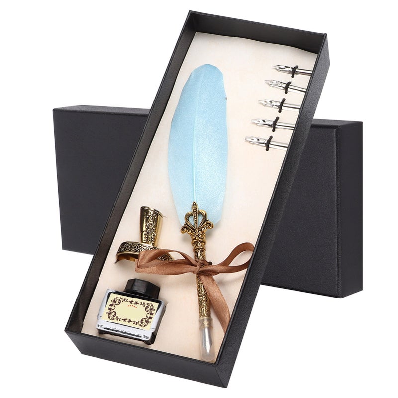 Calligraphy Pen Set: Blue, Fine Workmanship, Scientific Grip Design - Complete Accessories, Flat Nib 1-5mm Feather Pen Set for Calligraphy Practice, Poster Creation, Desk Decor & Gifting - Image 3