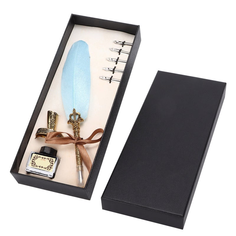 Calligraphy Pen Set: Blue, Fine Workmanship, Scientific Grip Design - Complete Accessories, Flat Nib 1-5mm Feather Pen Set for Calligraphy Practice, Poster Creation, Desk Decor & Gifting - Image 1