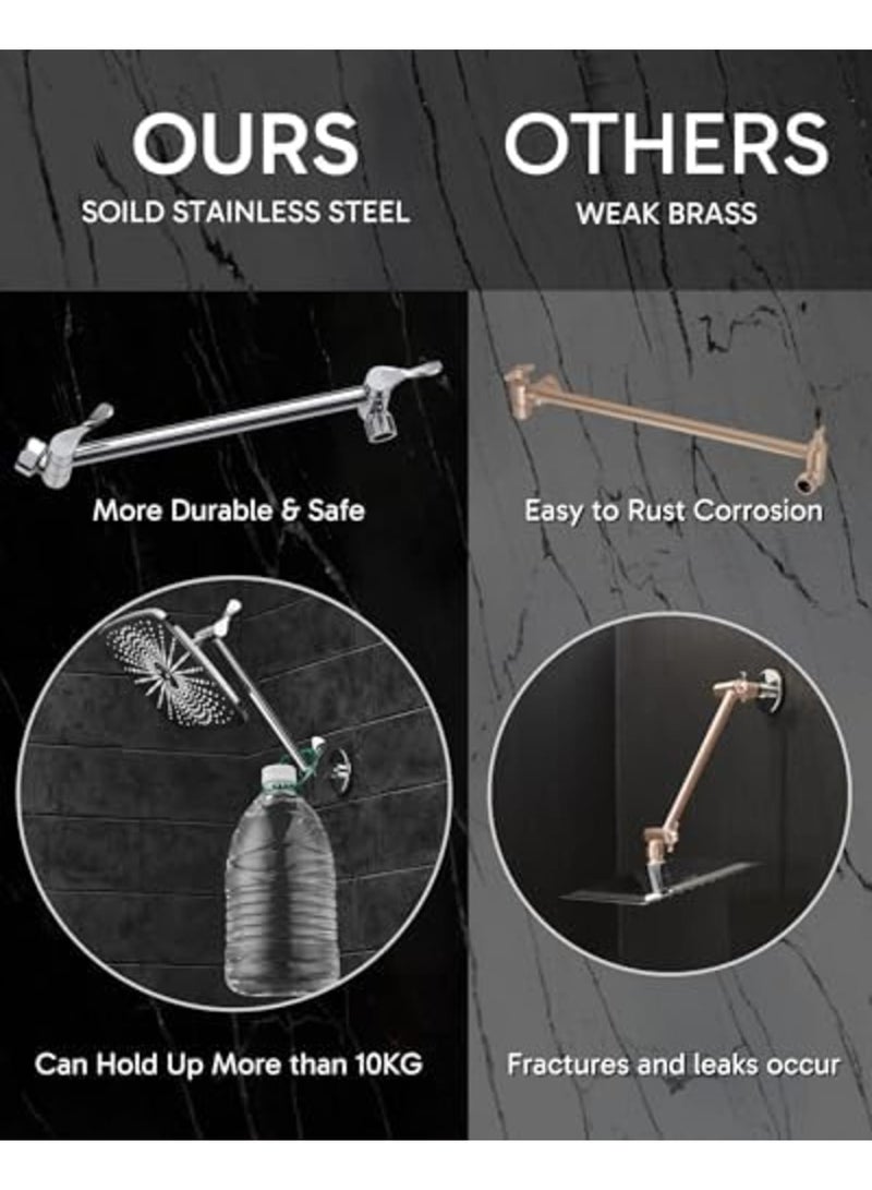 SYOSI Rain Shower Head, 11.8 Inch Large Rectangular Rainfall Showerhead with Adjustable 11 Inch Stainless Steel Extension Arm, Detachable Waterfall Rain Shower Heads with Anti-Clog Nozzles for Bathroom Use - Image 3