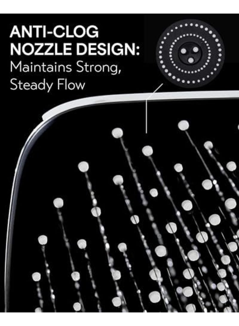 SYOSI Rain Shower Head, 11.8 Inch Large Rectangular Rainfall Showerhead with Adjustable 11 Inch Stainless Steel Extension Arm, Detachable Waterfall Rain Shower Heads with Anti-Clog Nozzles for Bathroom Use - Image 5