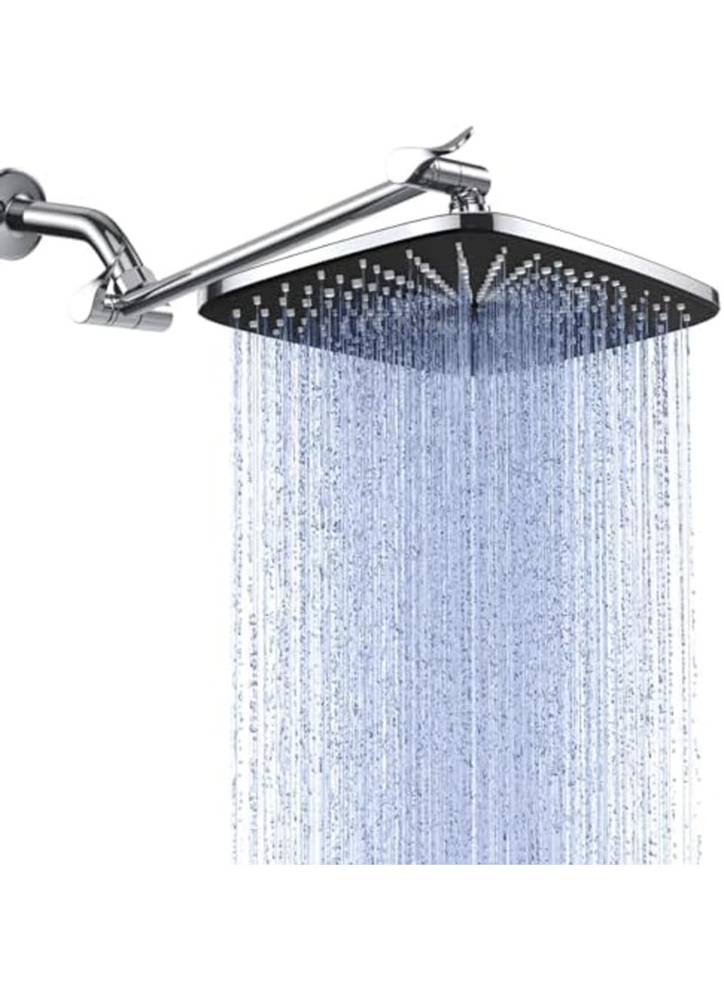 SYOSI Rain Shower Head, 11.8 Inch Large Rectangular Rainfall Showerhead with Adjustable 11 Inch Stainless Steel Extension Arm, Detachable Waterfall Rain Shower Heads with Anti-Clog Nozzles for Bathroom Use - Image 1