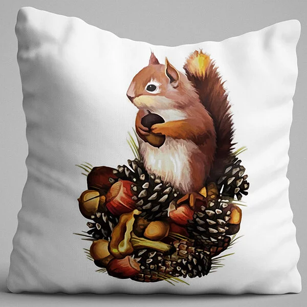 Cango Home Brown Squirrel Figured Digital Printed Double-Sided Throw Pillow Cover - OTYK447-CT