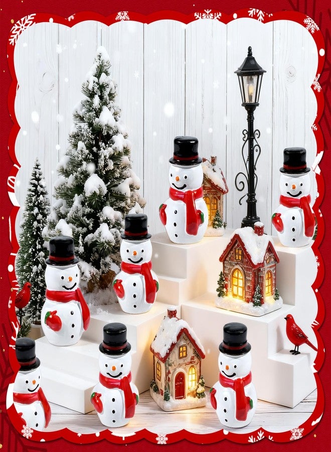 Exasinine 50 Pcs Mini Christmas Snowman Figurines Hand-Painted Resin Snowman Ornaments Cute Holiday Party Favors Miniature Xmas Decorations for Stocking Stuffers Tabletop Decor - Image 5