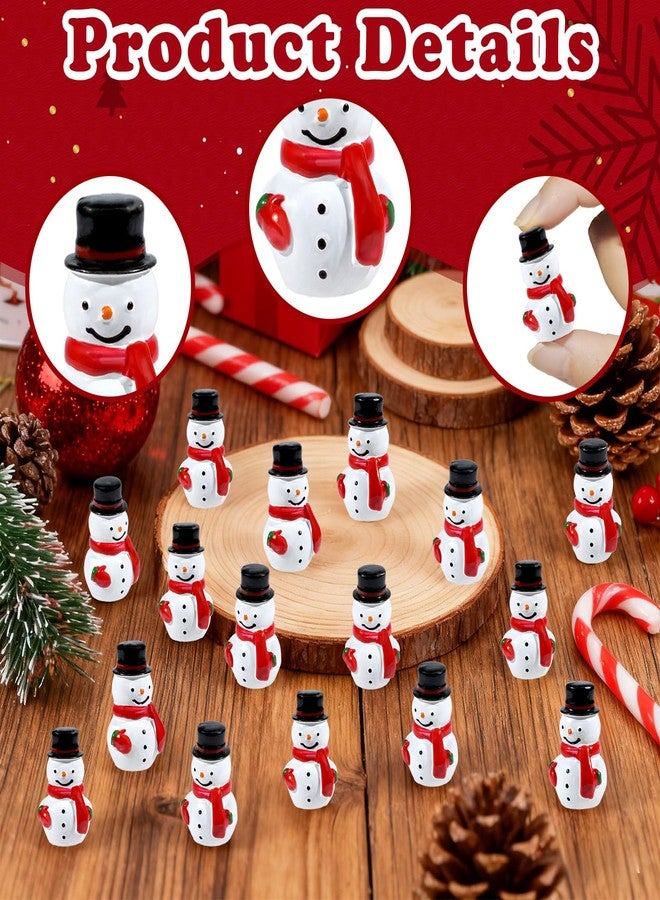 Exasinine 50 Pcs Mini Christmas Snowman Figurines Hand-Painted Resin Snowman Ornaments Cute Holiday Party Favors Miniature Xmas Decorations for Stocking Stuffers Tabletop Decor - Image 3