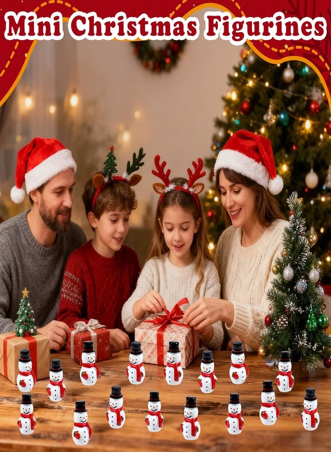 Exasinine 50 Pcs Mini Christmas Snowman Figurines Hand-Painted Resin Snowman Ornaments Cute Holiday Party Favors Miniature Xmas Decorations for Stocking Stuffers Tabletop Decor - Image 4