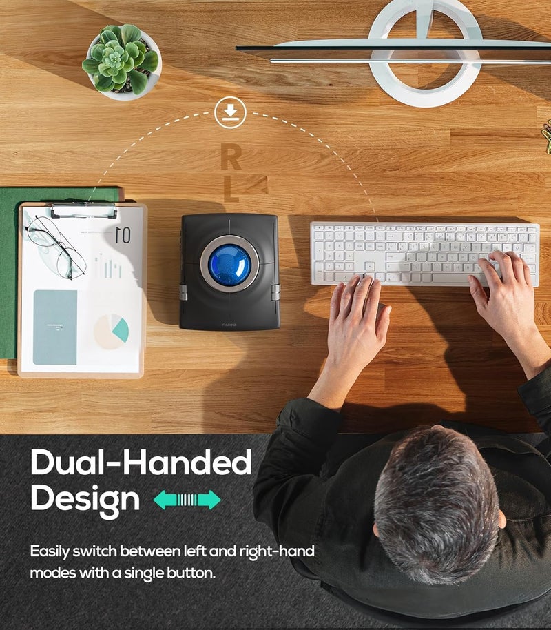 فأرة التتبع اللاسلكية M512، كرة تتبع مريحة بقطر 55 مم، DPI قابل للتعديل للتحكم الدقيق، متوافقة مع اليد اليسرى أو اليمنى، اللون الأزرق - Image 4