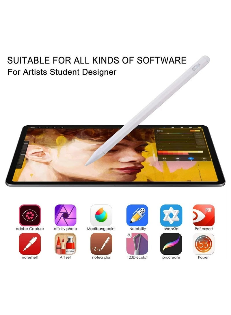 ELTRAZONE Active Stylus Digital Pen – Compatible with All iPhones, iPads, Android Tablets  Phones – High-Precision White Stylus for Drawing, Writing, and Touchscreen Use - Image 2
