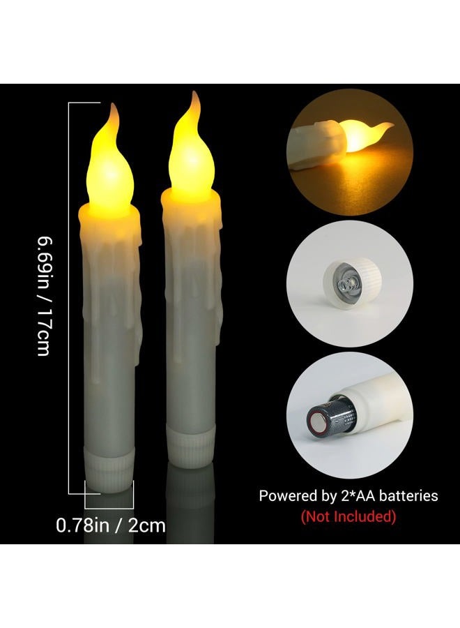 PChero 6pcs LED Taper Candles with Remote Control, Battery Operated Flameless Flickering Window Candlesticks, Dripless Handheld Pillar Candles for Party Classroom Church Decorations - Image 3