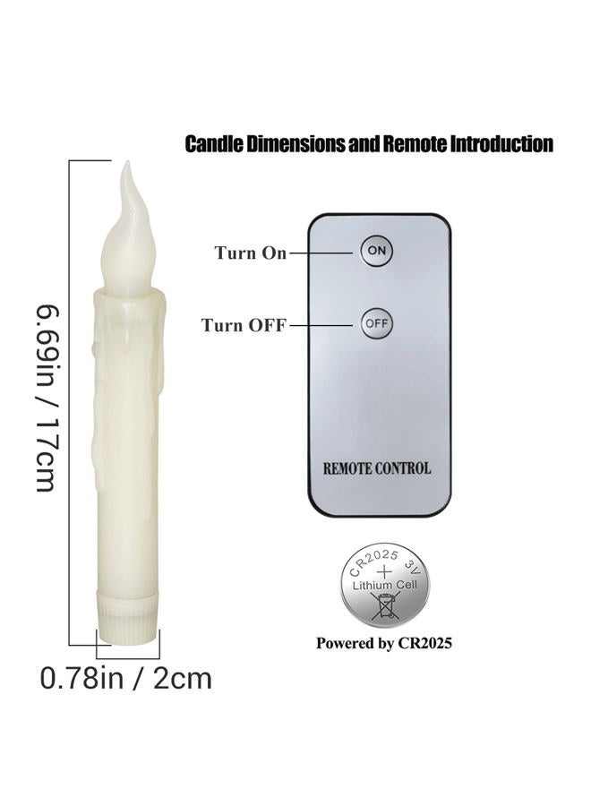 PChero 6pcs LED Taper Candles with Remote Control, Battery Operated Flameless Flickering Window Candlesticks, Dripless Handheld Pillar Candles for Party Classroom Church Decorations - Image 4
