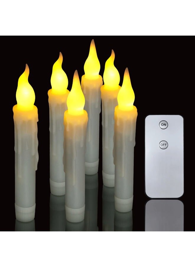 PChero 6pcs LED Taper Candles with Remote Control, Battery Operated Flameless Flickering Window Candlesticks, Dripless Handheld Pillar Candles for Party Classroom Church Decorations - Image 1