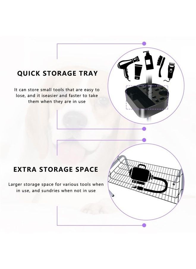 45'' Professional Foldable Heavy Duty Dog Pet Grooming Table with Tool Holder H-Shape Arm & Noose & Mesh Tray, Maximum Capacity Up to 260lbs, Blue