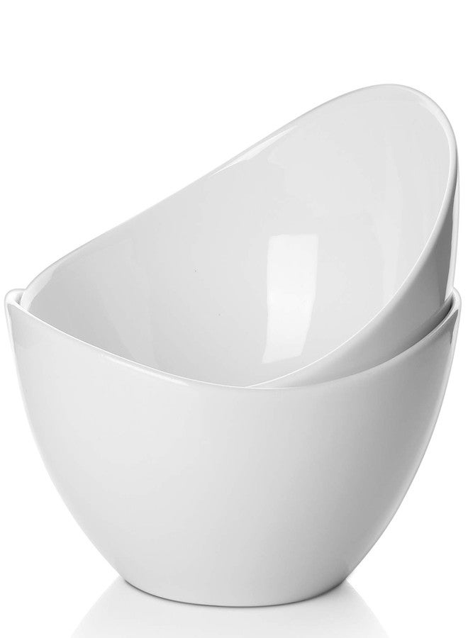 Samsle Porcelain Large Serving Bowl Set (9 inch),48 Oz Big Salad bowls, Large Serving Dishes for Entertaining, Party Dinner,Side Dishes, Oval Shape, Microwave & Dishwasher Safe,Set of 2, White - Image 1