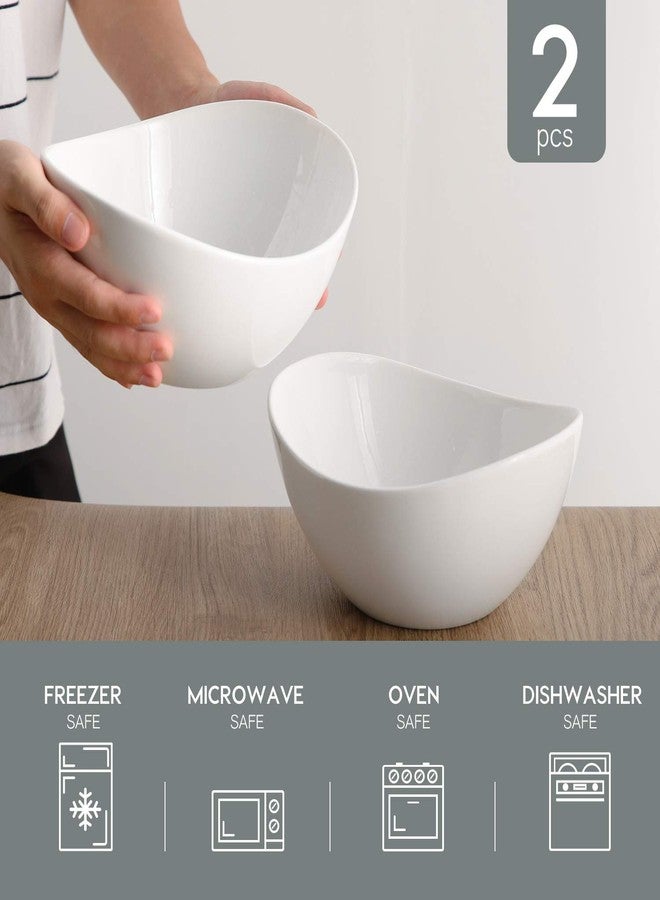 Samsle Porcelain Large Serving Bowl Set (9 inch),48 Oz Big Salad bowls, Large Serving Dishes for Entertaining, Party Dinner,Side Dishes, Oval Shape, Microwave & Dishwasher Safe,Set of 2, White - Image 3