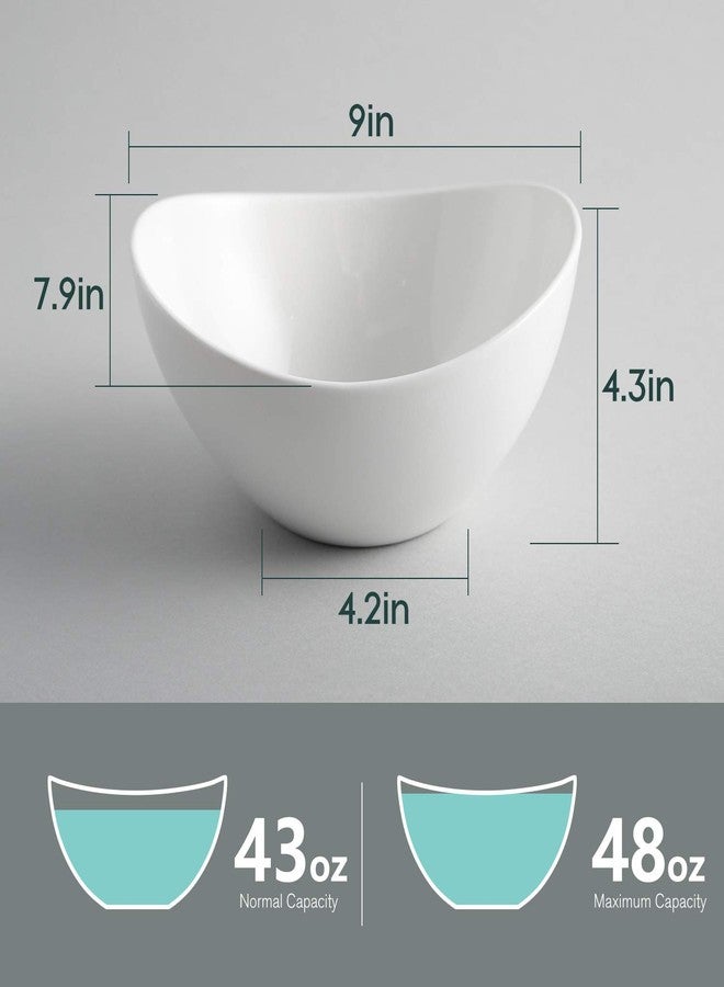 Samsle Porcelain Large Serving Bowl Set (9 inch),48 Oz Big Salad bowls, Large Serving Dishes for Entertaining, Party Dinner,Side Dishes, Oval Shape, Microwave & Dishwasher Safe,Set of 2, White - Image 2