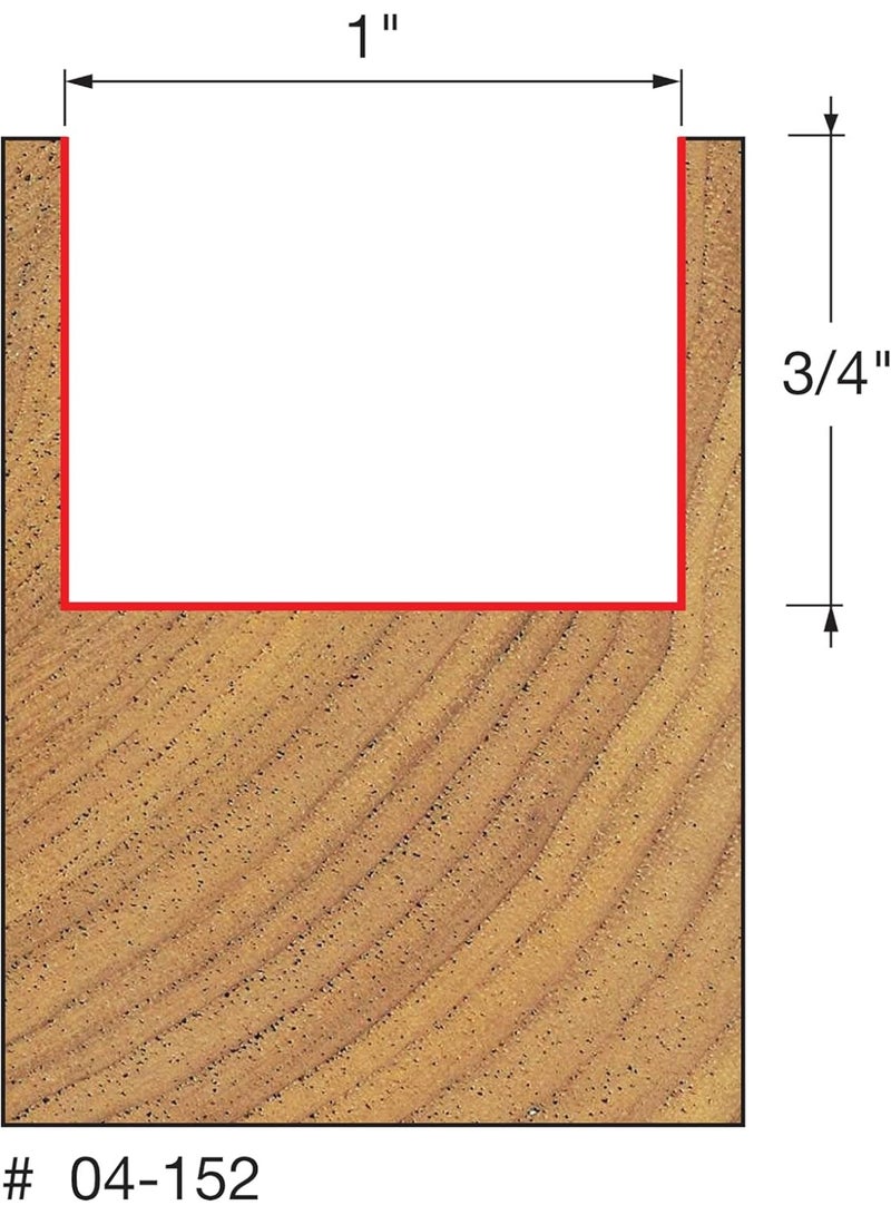 freud Freud Double Flute Straight Bit with Tico Hi-Density Carbide for Maximum Performance - 2 Cutters, 24000 RPM, 3/4" Height, 1" Diameter, 2" Length, 1/4" Shank - 04-152  - Image 2