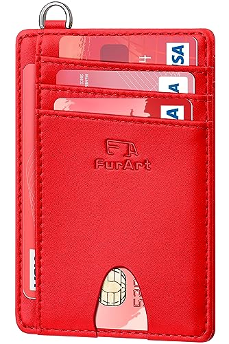 FurArt Slim Minimalist Wallet, Front Pocket Wallets, RFID Blocking, Credit Card Holder for Men-Scarlet - Image 1