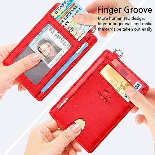 FurArt Slim Minimalist Wallet, Front Pocket Wallets, RFID Blocking, Credit Card Holder for Men-Scarlet - Image 3