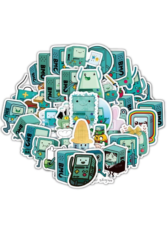 NIBEMINENT 60 Pcs Cartoon BMO Deco Kit Waterproof Stickers, High Definition Printing Bright Colors, Suitable for Laptop Skateboard Luggage Water Bottle Guitar DIY  - Image 1