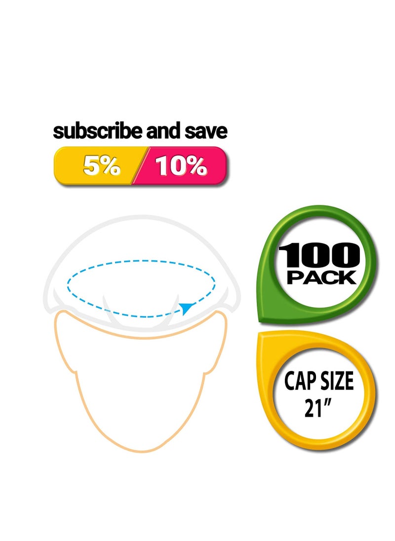 SAQOWARE 100 Peice Disposable Hair Net/Mob Caps/Hair Caps-White with elastic stretch band Polypropylene Hats  - Image 2
