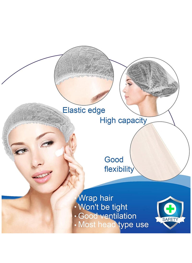 SAQOWARE 100 Peice Disposable Hair Net/Mob Caps/Hair Caps-White with elastic stretch band Polypropylene Hats  - Image 5