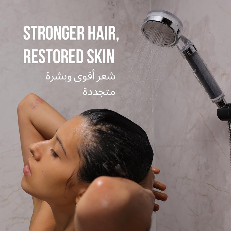 Marjo Shower Filter – High Pressure Handheld Shower Head | Filter Shower Head for Hair Loss | Shower Filter Head | Filtered Shower Head | Hand Shower | (Transparent Black) - Image 2